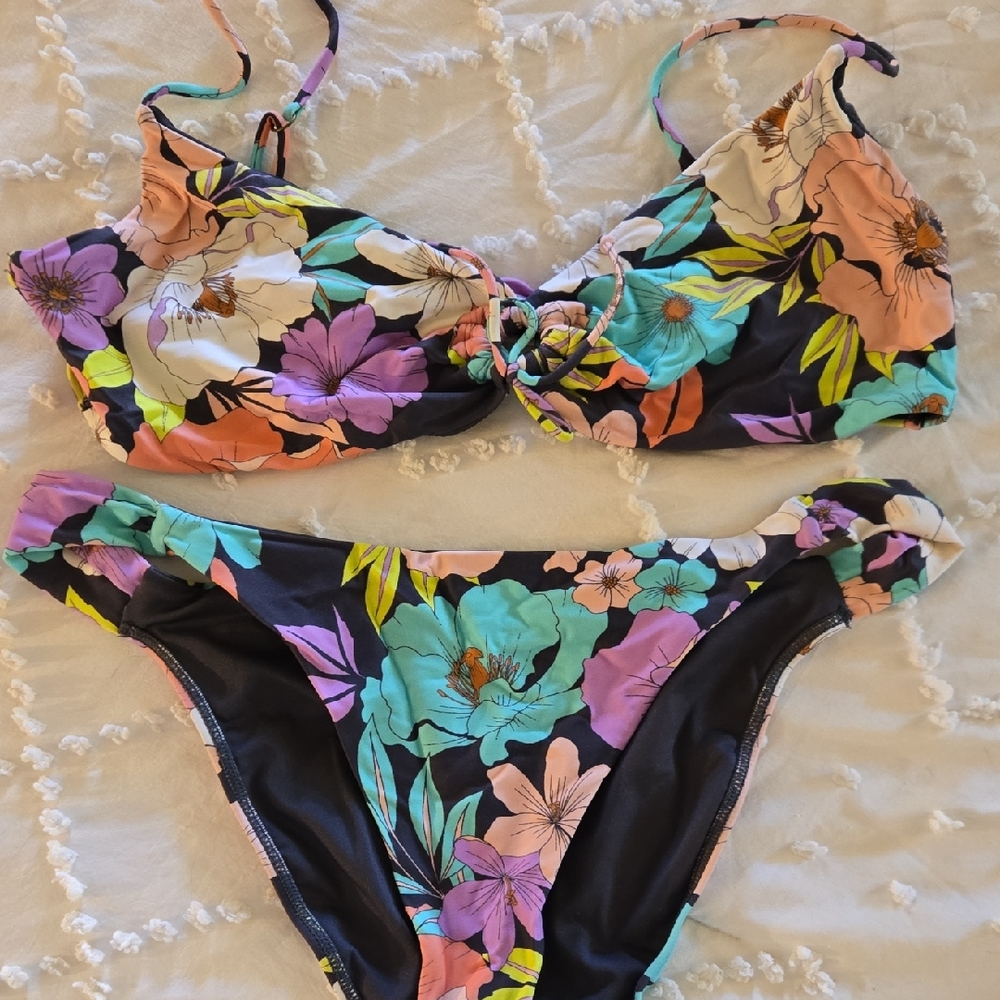 O'Neill Floral Bikini - Black, Purple, Blue, Orange